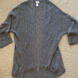 Chico's Gray Open-Front Cardigan size 12